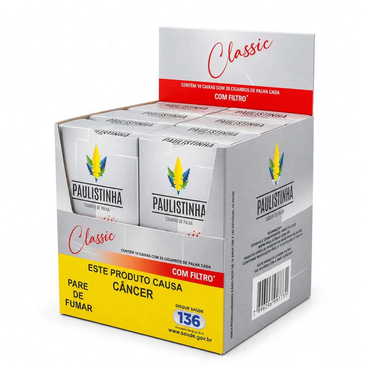 Cigarro de Palha Paulistinha Classic c/ filtro - Kit C/10 Displays - Imagem 2