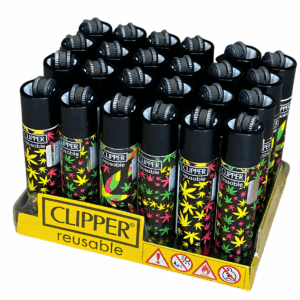 Isqueiro Clipper D24 CP11R Jamaican Pattern + Bw + Lb  - Display C/24 (Grande)