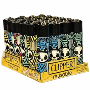 Isqueiro Clipper D24 CP11R SKULLS 17 GZ + BW + LB - Display C/24 (Grande)