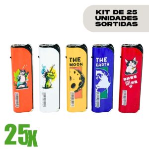 Isqueiro Maçarico Recarregável Lighter Capa de ferro  - Kit C/25 Unidades