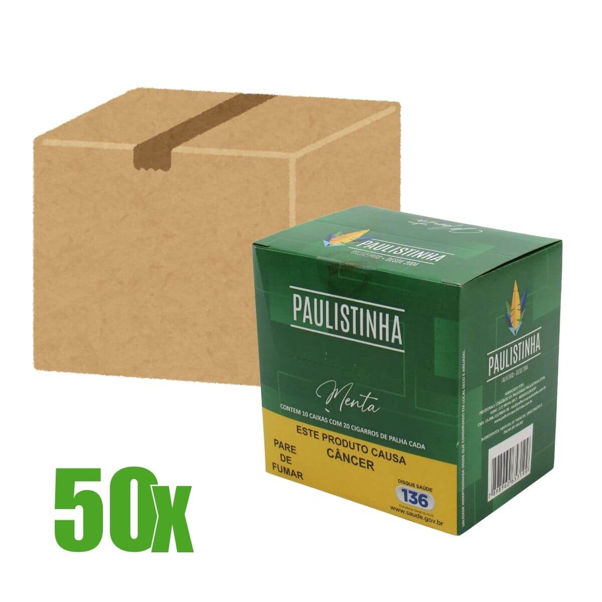 Cigarro de Palha Paulistinha Menta - Cx Master 50