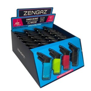 Isqueiro Maçarico Zengaz ZL-19  Seven Jet EMB Cores  - Display c//28 unidades