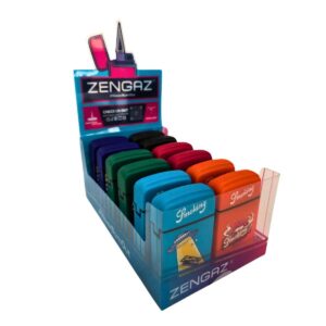 Isqueiro Maçarico Zengaz  ZL-12A Royal Jet Emb Bi-Cores Smoking - Display c/ 12 unidades