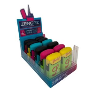 Isqueiro Maçarico Zengaz  ZL-3B Mega Jet Emb Bicolor Smoking - Display c/12 Unidades