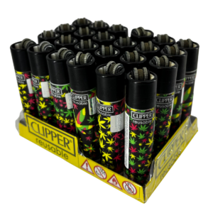 Isqueiro Clipper D24 CP11R Jamaican Pattern + Bw + Lb - Display C/24 (Grande)