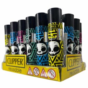 Isqueiro Clipper D24 CP11R SKULLS 17 GZ + BW + LB - Display C/24 (Grande)
