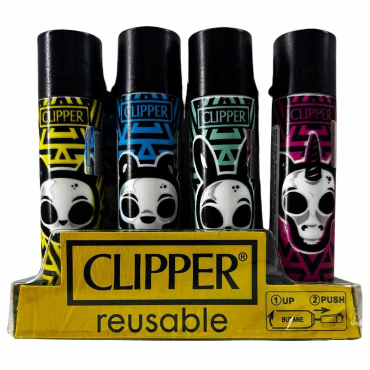 Isqueiro Clipper D24 CP11R SKULLS 17 GZ + BW + LB - Display C/24 (Grande) - Imagem 2