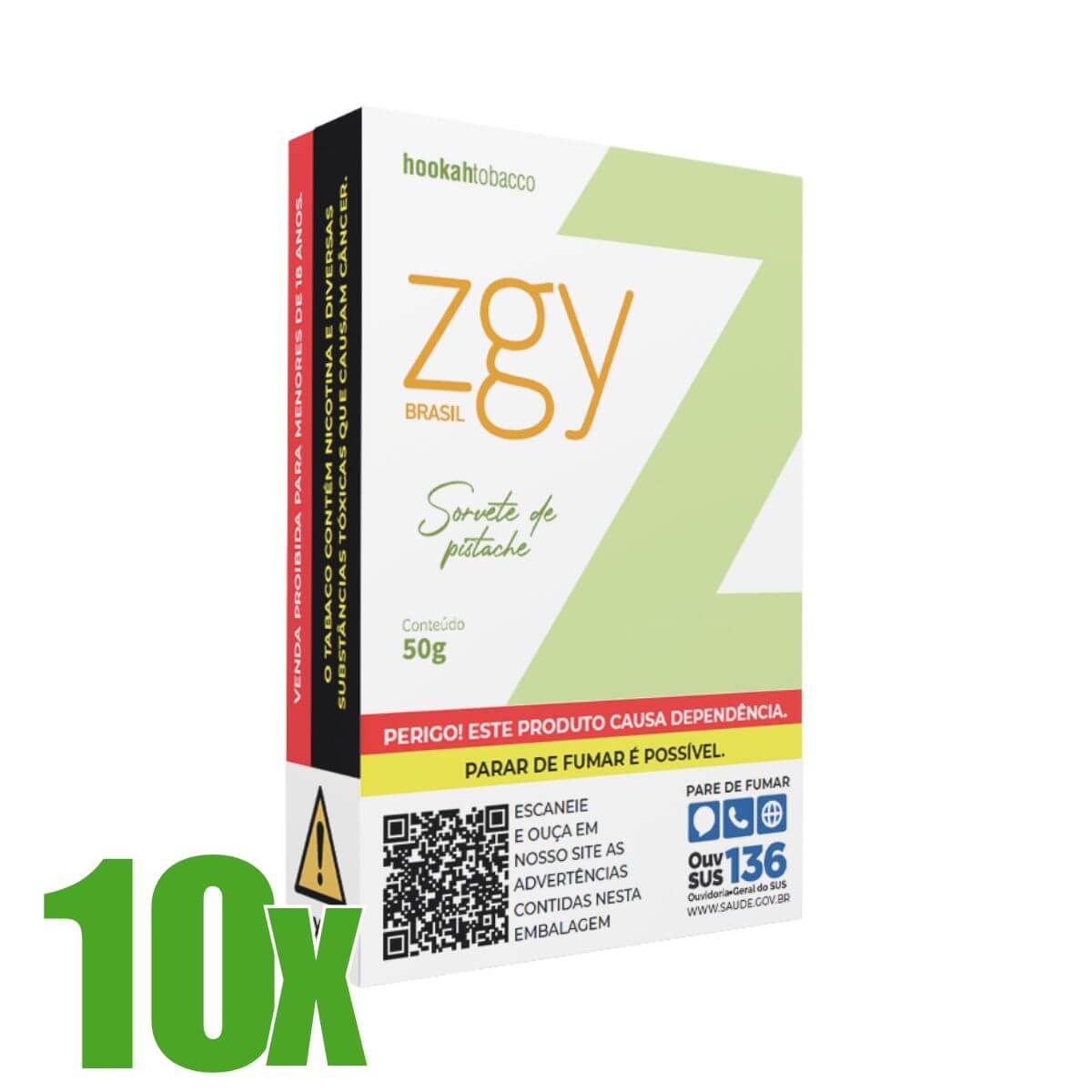Essência Fumo Narguile ZGY Brasil Sorvete de Pistache - Display C/10 Unidades