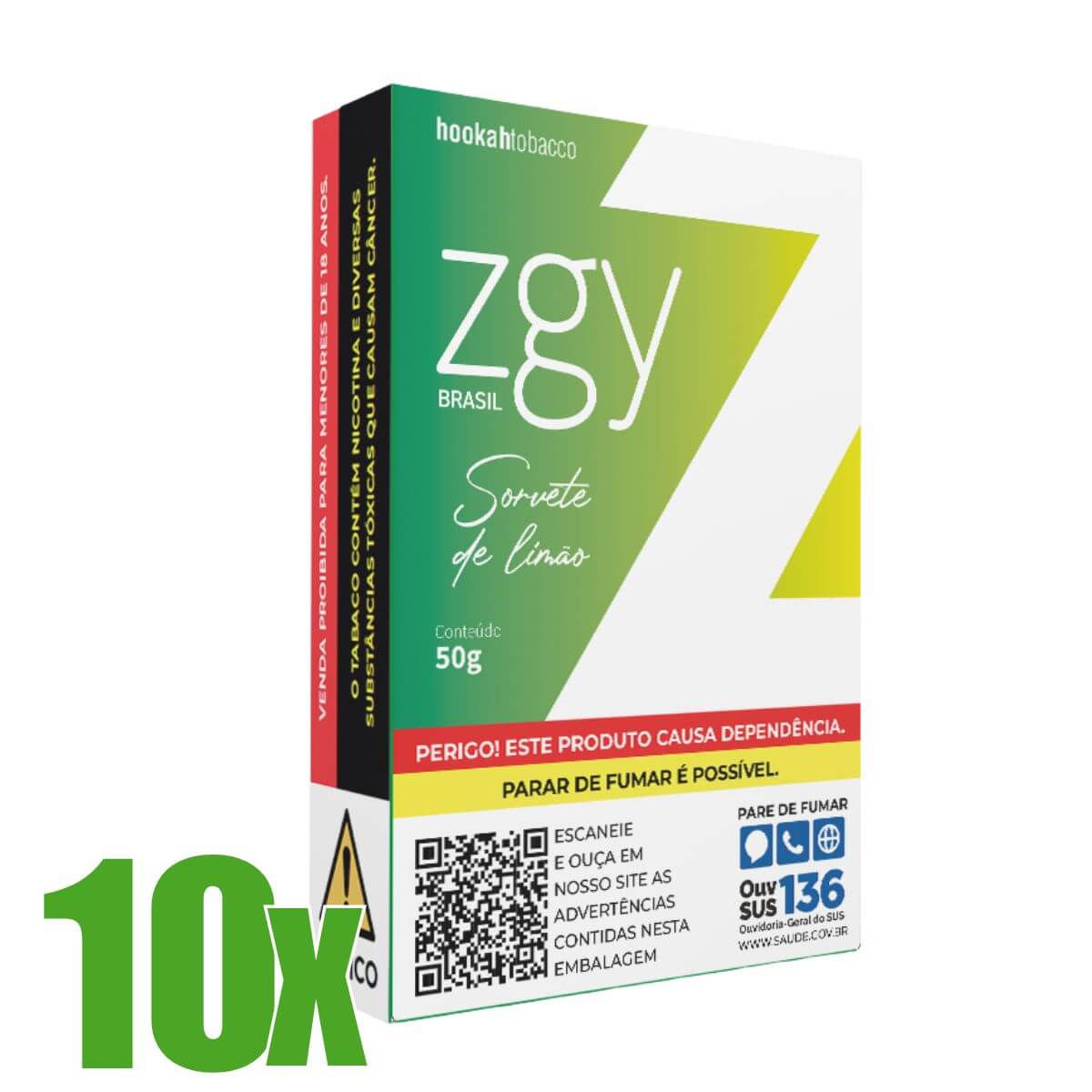Essência Fumo Narguile ZGY Brasil Sorvete de Limão - Display C/10 Unidades