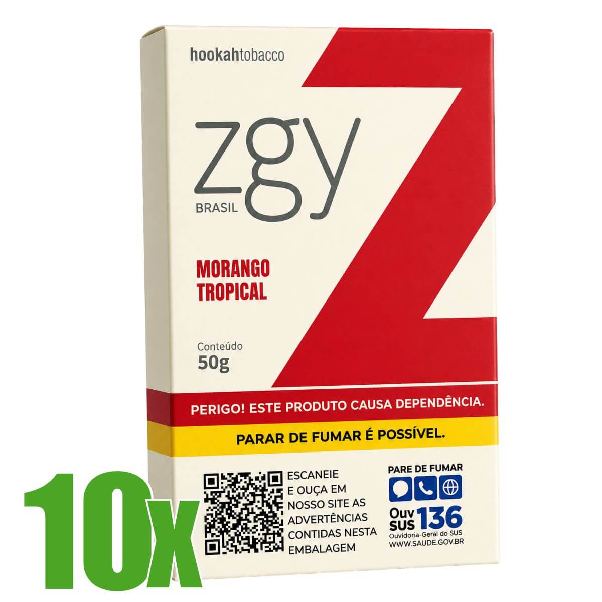 Essência Fumo Narguile ZGY Brasil Morango Tropical - Display C/10 Unidades
