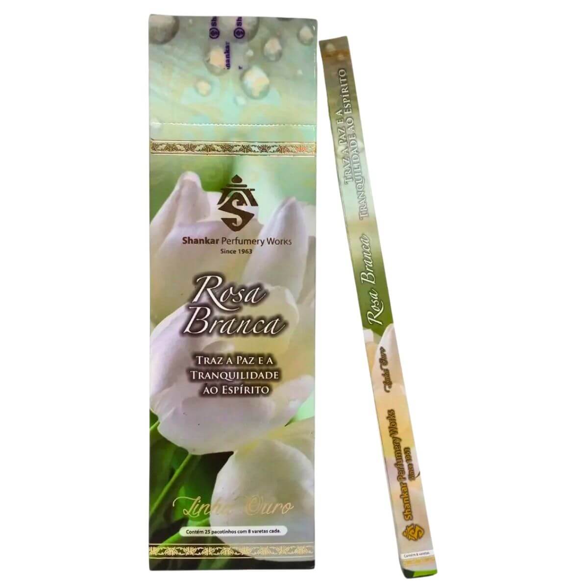 Incenso Shankar Linha Ouro Aroma Rosa Branca - Display C/25 Unidades