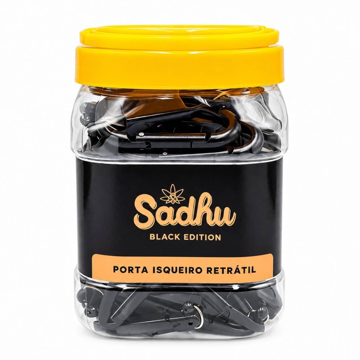 Porta-Isqueiro Mosquetão Retrátil Sadhu Pequeno Black Edition - Display C/30 Unidades