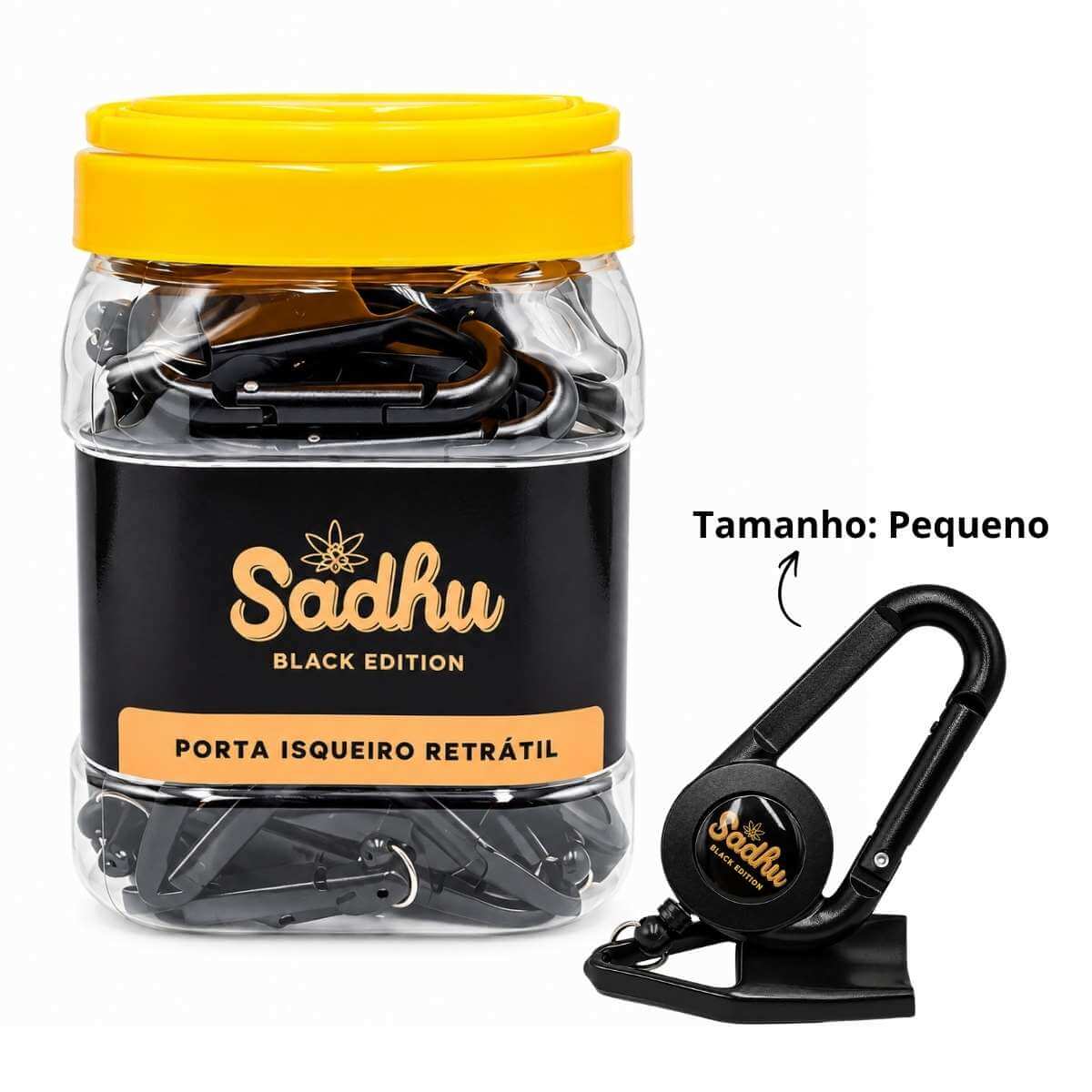 Porta-Isqueiro Mosquetão Retrátil Sadhu Pequeno Black Edition - Display C/30 Unidades - Imagem 2